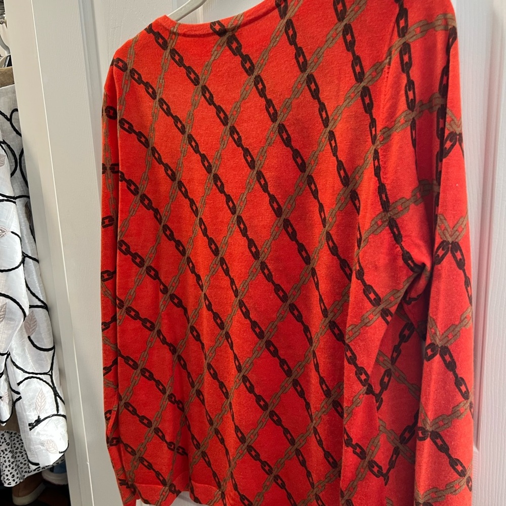 Talbots Red Chain Pattern Cardigan - Picture 3 of 5